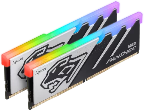 Photo de Kit Barrettes mémoire 32Go (2x16Go) DIMM DDR5 Apacer Panther RGB 5600MHz (Noir/Argent)