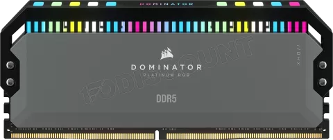 Photo de Kit Barrettes mémoire 32Go (2x16Go) DIMM DDR5 Corsair Dominator Platinum RGB 5200MHz AMD Expo (Gris)