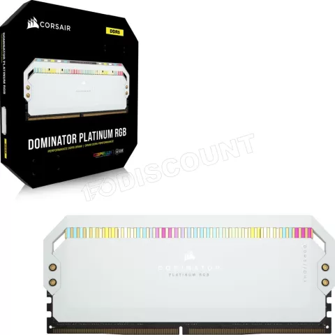 Photo de Kit Barrettes mémoire 32Go (2x16Go) DIMM DDR5 Corsair Dominator Platinum RGB  5200MHz (Blanc) CL40