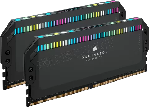 Photo de Kit Barrettes mémoire 32Go (2x16Go) DIMM DDR5 Corsair Dominator Platinum RGB 5200MHz CL40 (Noir)
