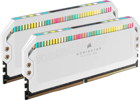 Photo de Kit Barrettes mémoire 32Go (2x16Go) DIMM DDR5 Corsair Dominator Platinum RGB  5600MHz (Blanc)