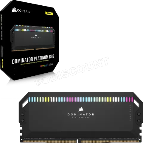 Photo de Kit Barrettes mémoire 32Go (2x16Go) DIMM DDR5 Corsair Dominator Platinum RGB  5600MHz (Noir)