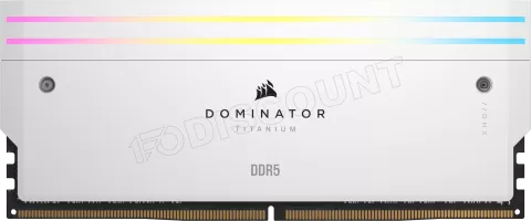 Photo de Kit Barrettes mémoire 32Go (2x16Go) DIMM DDR5 Corsair Dominator Titanium RGB  6400MHz (Blanc)