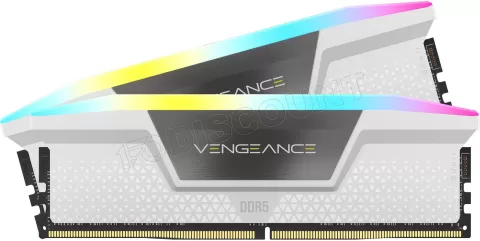 Photo de Kit Barrettes mémoire 32Go (2x16Go) DIMM DDR5 Corsair Vengeance RGB  6000MHz CL30 (Blanc)