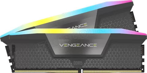 Photo de Kit Barrettes mémoire 32Go (2x16Go) DIMM DDR5 Corsair Vengeance RGB  6000MHz CL30 (Noir)