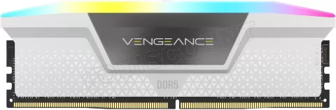 Photo de Kit Barrettes mémoire 32Go (2x16Go) DIMM DDR5 Corsair Vengeance RGB  6000MHz CL36 (Blanc)
