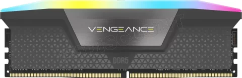 Photo de Kit Barrettes mémoire 32Go (2x16Go) DIMM DDR5 Corsair Vengeance RGB 6000MHz CL36 (Noir)