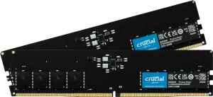 Photo de Kit Barrettes mémoire 32Go (2x16Go) DIMM DDR5 Crucial  4800MHz (Noir)