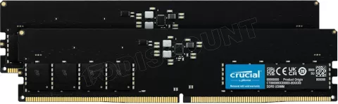 Photo de Kit Barrettes mémoire 32Go (2x16Go) DIMM DDR5 Crucial  4800MHz (Noir)