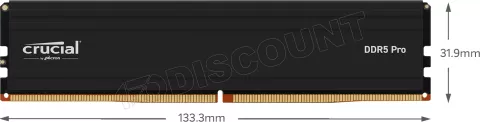 Photo de Kit Barrettes mémoire 32Go (2x16Go) DIMM DDR5 Crucial Pro 5600MHz (Noir)