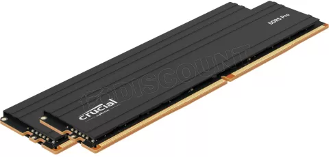 Photo de Kit Barrettes mémoire 32Go (2x16Go) DIMM DDR5 Crucial Pro 5600MHz (Noir)