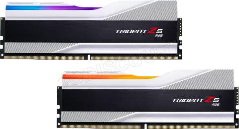 Photo de Kit Barrettes mémoire 32Go (2x16Go) DIMM DDR5 G.Skill Trident Z5 RGB  6000MHz (Argent) CL36