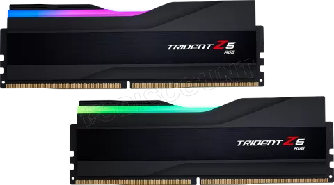 Photo de Kit Barrettes mémoire 32Go (2x16Go) DIMM DDR5 G.Skill Trident Z5 RGB 6000MHz (Noir) CL36
