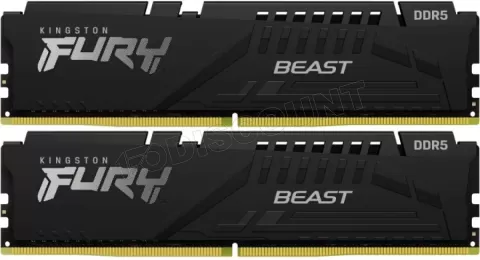 Photo de Kit Barrettes mémoire 32Go (2x16Go) DIMM DDR5 Kingston Fury Beast 6000MHz CL36 (Noir)