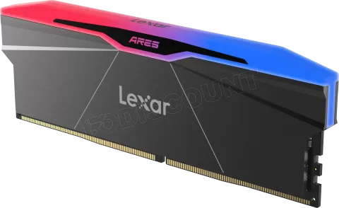 Photo de Kit Barrettes mémoire 32Go (2x16Go) DIMM DDR5 Lexar Ares 2nd Gen RGB 6400MHz C32 (Noir)
