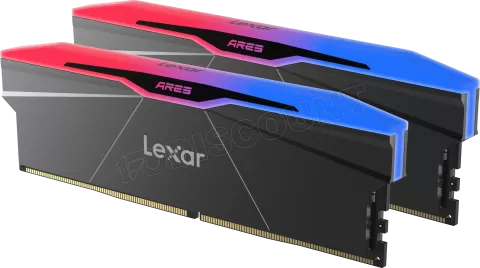 Photo de Kit Barrettes mémoire 32Go (2x16Go) DIMM DDR5 Lexar Ares 2nd Gen RGB 6400MHz C32 (Noir)