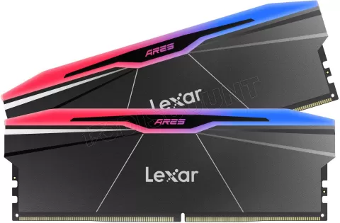 Photo de Kit Barrettes mémoire 32Go (2x16Go) DIMM DDR5 Lexar Ares 2nd Gen RGB 8000MHz (Noir)