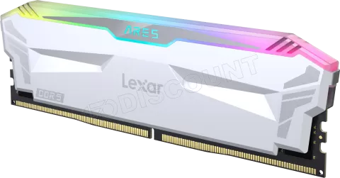 Photo de Kit Barrettes mémoire 32Go (2x16Go) DIMM DDR5 Lexar Ares RGB  6400MHz (Blanc)