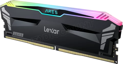 Photo de Kit Barrettes mémoire 32Go (2x16Go) DIMM DDR5 Lexar Ares RGB 7200MHz (Noir)