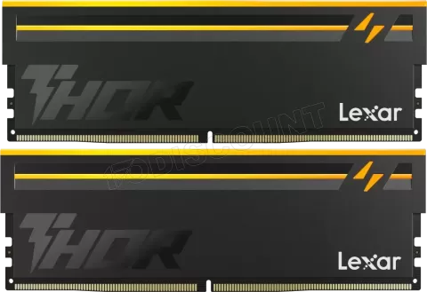 Photo de Kit Barrettes mémoire 32Go (2x16Go) DIMM DDR5 Lexar Thor 2nd Gen RGB 6000MHz CL38 (Noir)