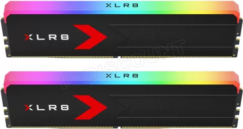 Photo de Kit Barrettes mémoire 32Go (2x16Go) DIMM DDR5 PNY XLR8 Gaming Epic-X RGB 6000MHz CL36 (Noir)