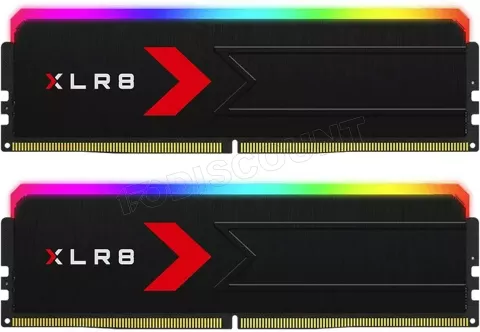 Photo de Kit Barrettes mémoire 32Go (2x16Go) DIMM DDR5 PNY XLR8 Gaming Epic-X RGB 6400MHz (Noir)