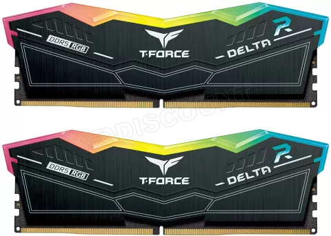 Photo de Kit Barrettes mémoire 32Go (2x16Go) DIMM DDR5 Team Group T-Force Delta RGB  6400Mhz (Noir)