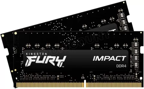 Photo de Kit Barrettes mémoire 32Go (2x16Go) SODIMM DDR4 Kingston Fury Impact  2666Mhz (Noir)
