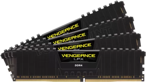 Photo de Kit Barrettes mémoire 32Go (4x8Go) DIMM DDR4 Corsair Vengeance LPX  2666Mhz (Noir)