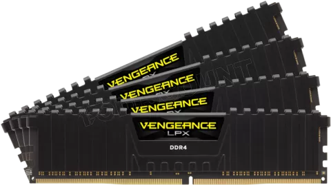 Photo de Kit Barrettes mémoire 32Go (4x8Go) DIMM DDR4 Corsair Vengeance LPX  3200Mhz (Noir) optimisé Ryzen