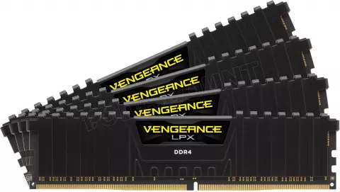 Photo de Kit Barrettes mémoire 32Go (4x8Go) DIMM DDR4 Corsair Vengeance LPX PC4-25600 (3200 Mhz) (Noir)