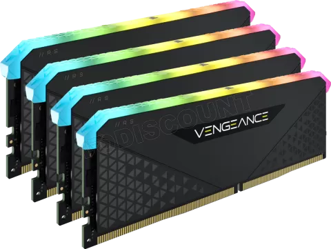 Photo de Kit Barrettes mémoire 32Go (4x8Go) DIMM DDR4 Corsair Vengeance RS RGB 3200Mhz (Noir)
