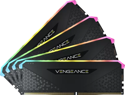 Photo de Kit Barrettes mémoire 32Go (4x8Go) DIMM DDR4 Corsair Vengeance RS RGB 3200Mhz (Noir)