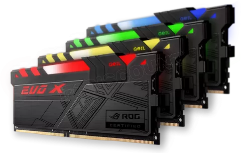 Photo de Kit Barrettes mémoire 32Go (4x8Go) DIMM DDR4 GeIL Evo X Rog RGB  3000Mhz (Noir)