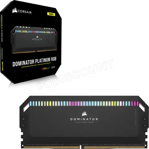 Photo de Kit Barrettes mémoire 64Go (2x32Go) DIMM DDR5 Corsair Dominator Platinum RGB  5200MHz (Noir)