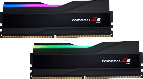 Photo de Kit Barrettes mémoire 64Go (2x32Go) DIMM DDR5 G.Skill Trident Z5 RGB 5600MHz (Noir)