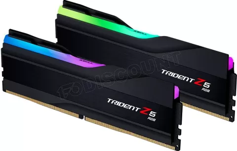 Photo de Kit Barrettes mémoire 64Go (2x32Go) DIMM DDR5 G.Skill Trident Z5 RGB 6000MHz (Noir)