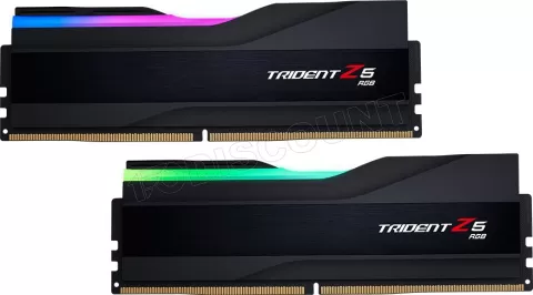 Photo de Kit Barrettes mémoire 64Go (2x32Go) DIMM DDR5 G.Skill Trident Z5 RGB 6000MHz (Noir)