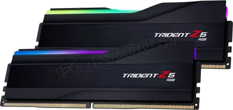 Photo de Kit Barrettes mémoire 64Go (2x32Go) DIMM DDR5 G.Skill Trident Z5 RGB 6000MHz (Noir)