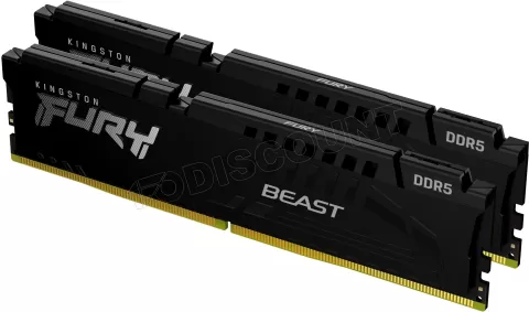 Photo de Kit Barrettes mémoire 64Go (2x32Go) DIMM DDR5 Kingston Fury Beast 5600MHz CL36 (Noir)