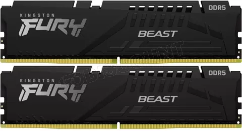 Photo de Kit Barrettes mémoire 64Go (2x32Go) DIMM DDR5 Kingston Fury Beast 5600MHz (Noir)