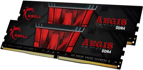 Photo de Kit Barrettes mémoire 8Go (2x4Go) DIMM DDR4 G.Skill Aegis  2400Mhz (Noir et Rouge)