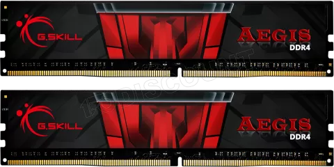 Photo de Kit Barrettes mémoire 8Go (2x4Go) DIMM DDR4 G.Skill Aegis  2400Mhz (Noir et Rouge)