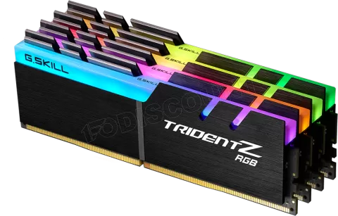 Photo de Kit Barrettes mémoire DIMM DDR4 G.Skill Trident Z RGB PC4-25600 (3200 Mhz) 32Go (4x8Go) (Noir)