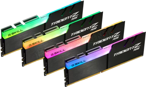 Photo de Kit Barrettes mémoire DIMM DDR4 G.Skill Trident Z RGB PC4-25600 (3200 Mhz) 32Go (4x8Go) (Noir)