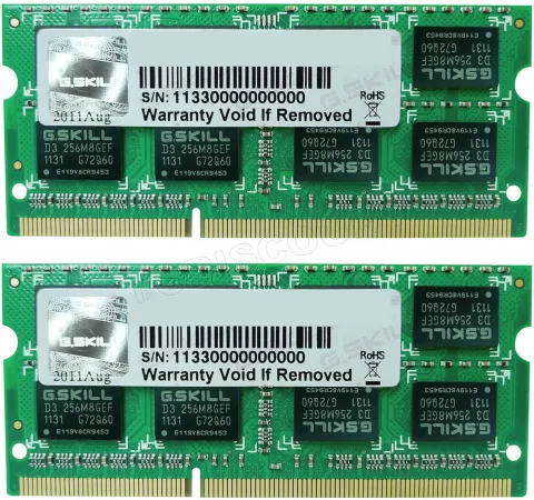 Photo de Kit Barrettes mémoire RAM SODIMM DDR3 8Go (2x4Go) G.Skill PC10666 (1333Mhz)