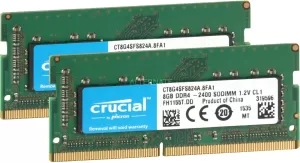 Photo de Kit Barrettes mémoire SODIMM DDR4 Crucial  2400Mhz 16Go (2x8Go) (Vert)