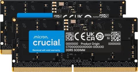Photo de Kit Barrettes mémoire SODIMM DDR5 32Go (2x16Go) Crucial 4800Mhz (Noir)