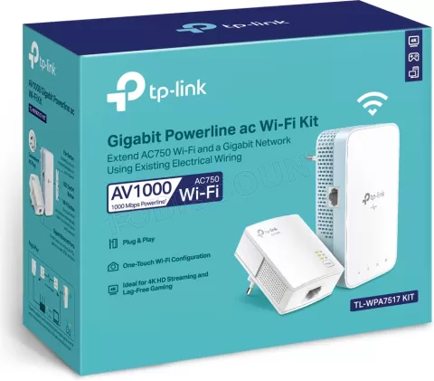 Photo de Kit de 2 Adaptateurs CPL + WiFi Tp-link TL-WPA7517 (AV1000)