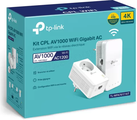 Photo de Kit de 2x Adaptateurs CPL + WiFi TP-Link Powerline TL-WPA7617 (AV1000)